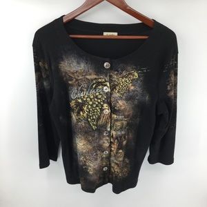 Cactus Chardonnay Print Button Down Cardigan